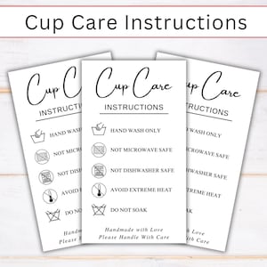 Tumbler Cup Care Instructions Card Printable, Tumbler Care Card, Washing Instructions, Mug Small Business, Tumbler Packaging Insert PDF PNG