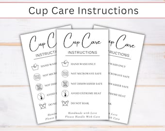 Tumbler Cup Care Instructions Card Printable, Tumbler Care Card, Washing Instructions, Mug Small Business, Tumbler Packaging Insert PDF PNG