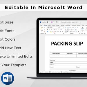 Editable Packing Slip Template. Customer Packing Slip. Printable ...