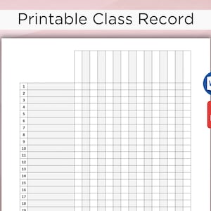 Class Record Printable, Class Gradebook, Teacher Gradebook, Class Attendance, PDF & WORD, A4 and Letter Sizes Instant Download