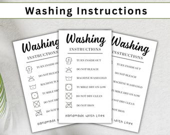Washing Instructions Card, Clothing Care Card, Shirt Packaging Insert, Shirt Care Card, Small Business Supplies, Printable PDF, PNG