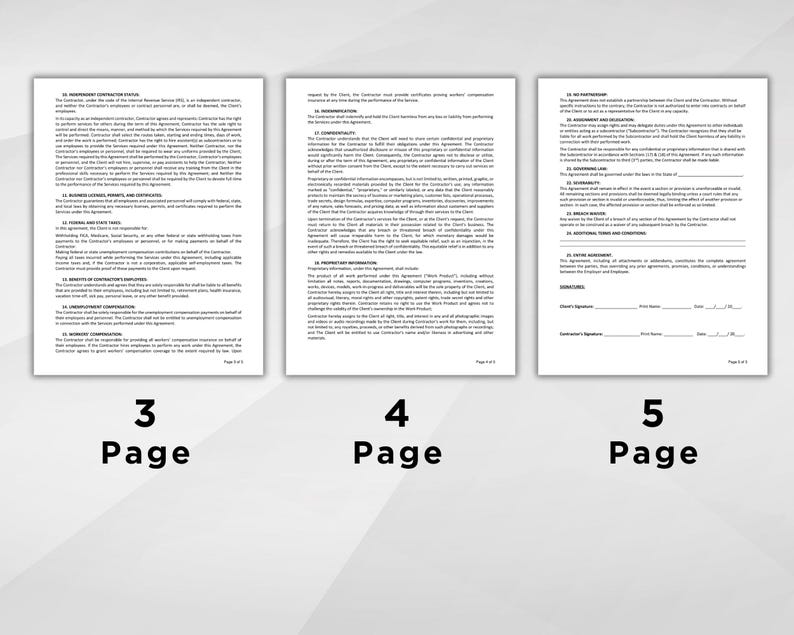 Construction Contract Form, Editable Construction Agreement Template ...