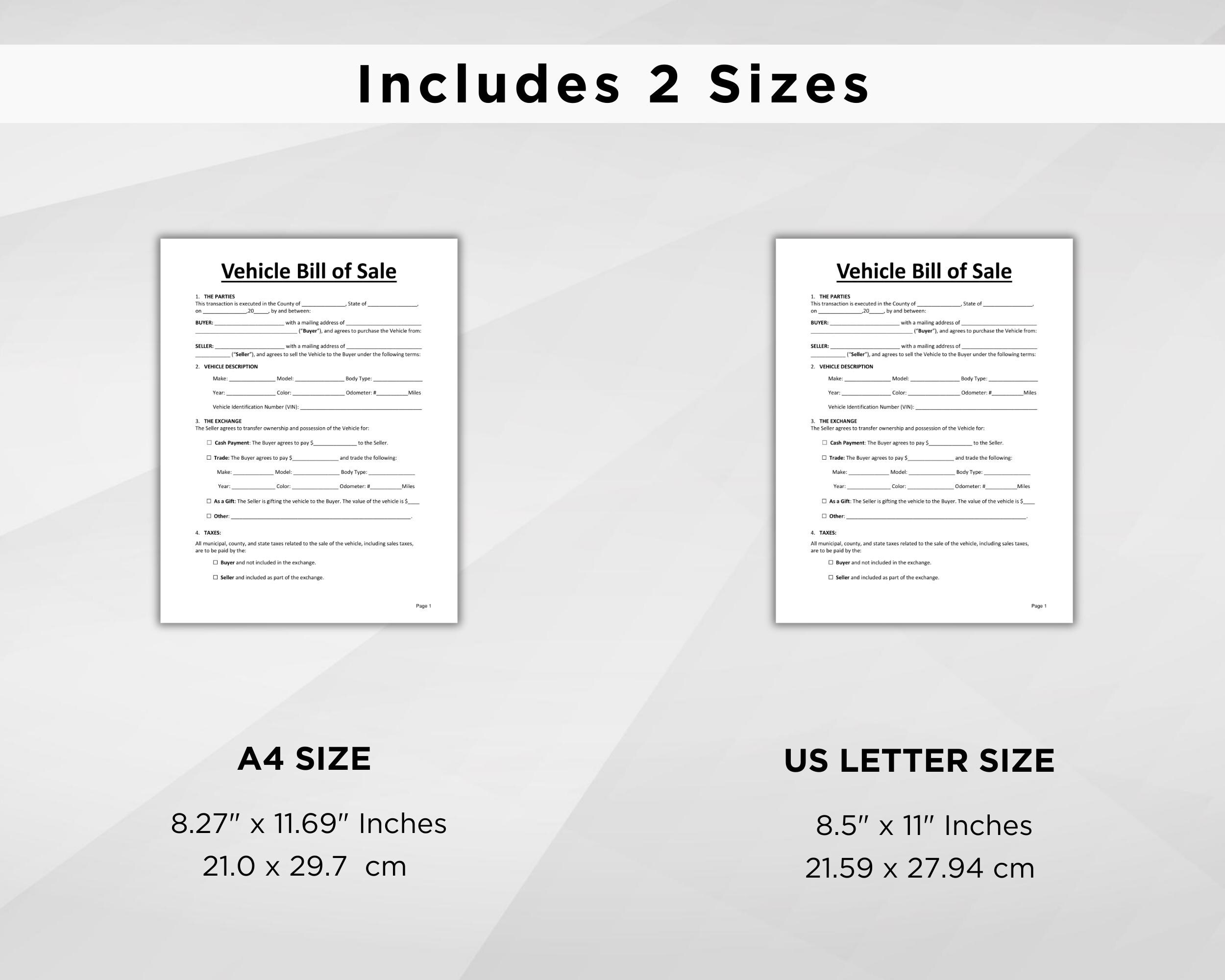 Vehicle Bill Of Sale. Printable Motor Vehicle Sale Contract. Vehicle - View #6