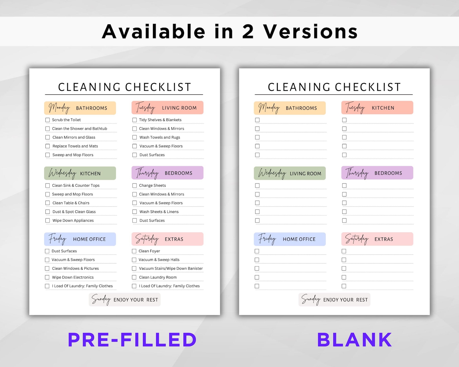 EDITABLE Cleaning Checklist. Weekly Cleaning Schedule. ADHD Cleaning ...