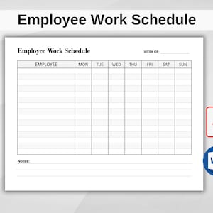 Employee Work Schedule. Weekly Employee Work Schedule. Employee Organizer. Employee Time Sheet. Weekly Staff Shifts. Printable MS Word/PDF