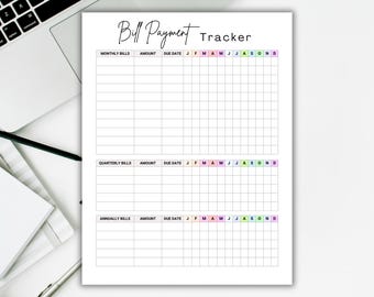 Yearly Bill Payment Tracker | Monthly Bill Log | Bill Payment Log | Bills Payment Checklist | Bills Tracker | Bill Organizer PDF