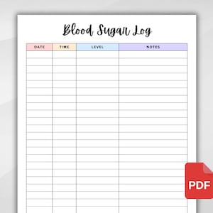 Blutzucker Log PDF zum ausdrucken. Blutzuckermesswert-Tracker. Blutzucker-Tracker. Diabetisches Tagebuch. Diabetes Tracker. Diabetiker-Planer