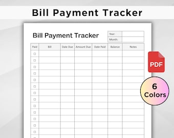 Bill Payment Tracker. Bill Payment Checklist. Expense Tracker. Budget Planner. Monthly Bill Log. Yearly Bill Tracker. PDF Instant Download