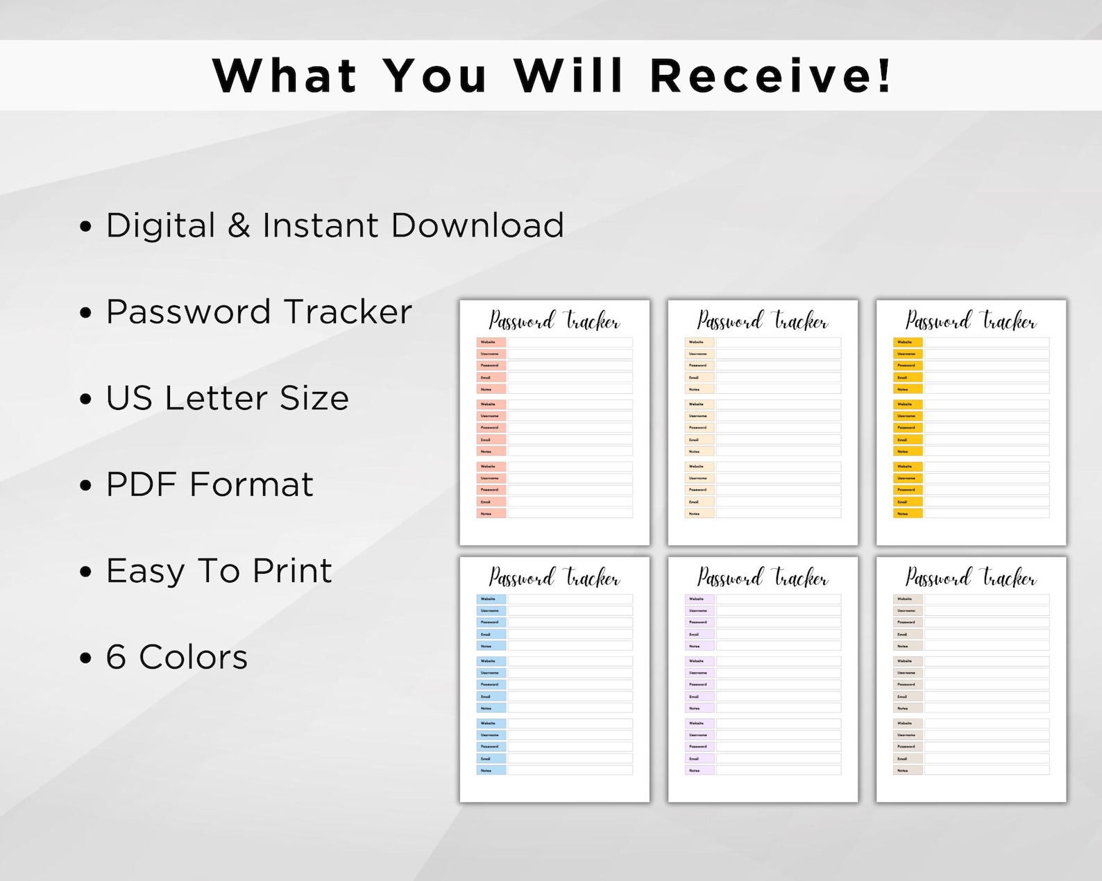 PRINTABLE Password Tracker. Printable Password Log. Password Keeper ...