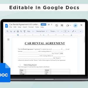 Car Rental Agreement Templates. Car Rental Contract. Printable Vehicle ...