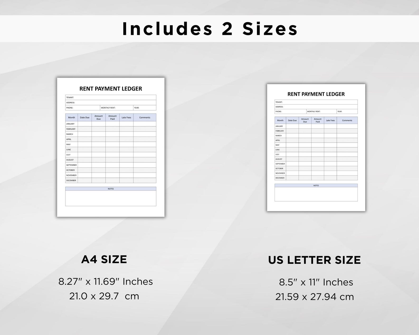 Editable Rent Payment Ledger Template. Printable Rental Payment Tracker