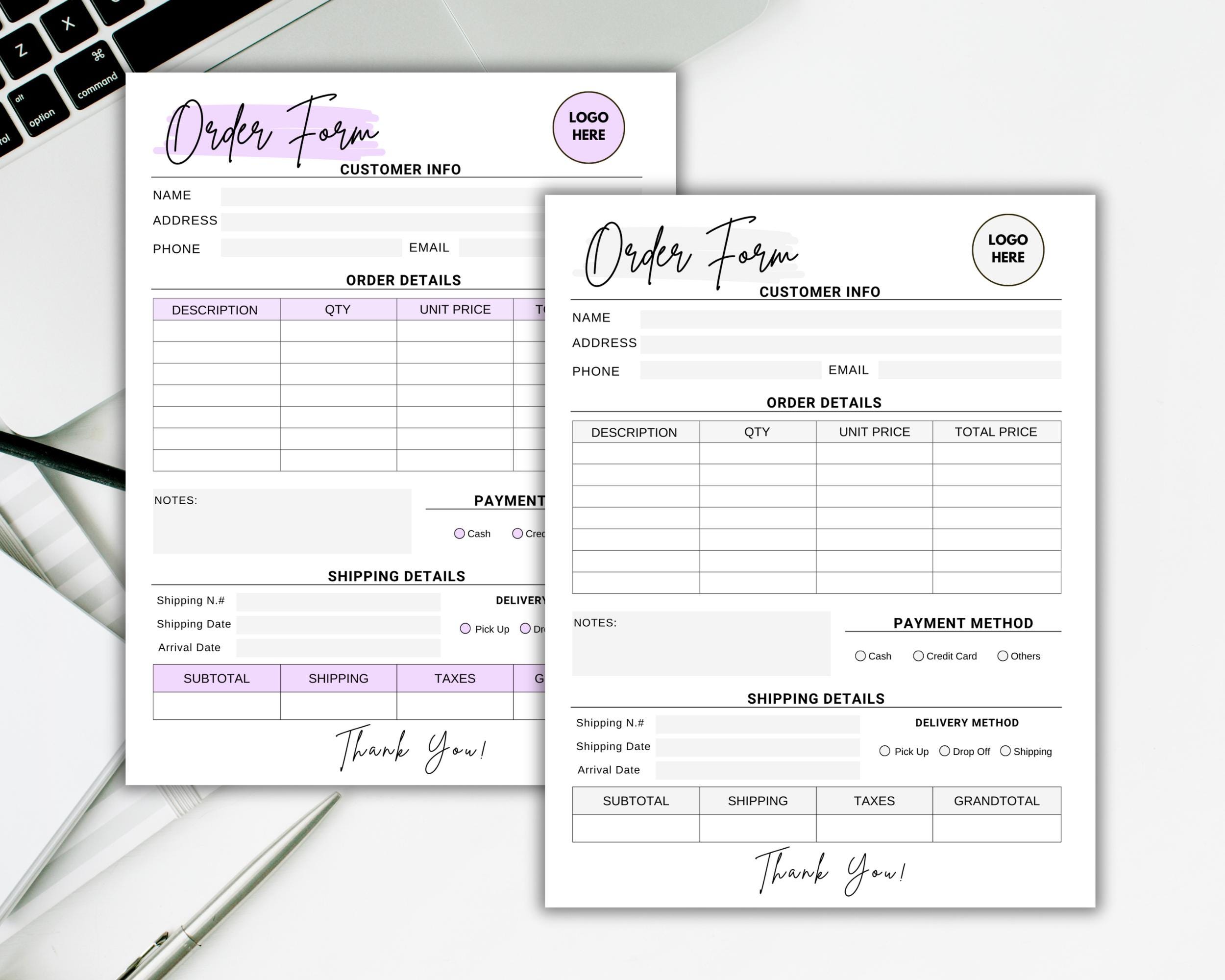 Order Form Template Small Business Editable, Order Forms, Custom Order ...