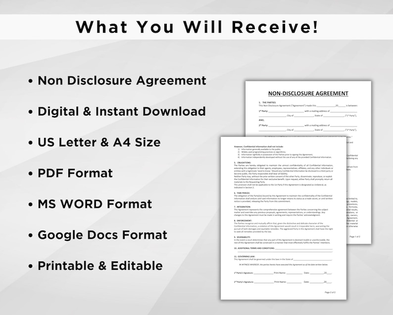 Non-disclosure Agreement Template. NDA Forms. Confidential Disclosure ...