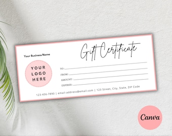 Gift Certificate Template. Modern Gift Certificate. Custom Voucher. Gift Card. Gift Voucher Coupon Editable CANVA Template. Instant Download