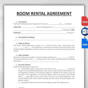 Printable Room Rental Agreement Template. Editable Room Tenancy Agreement. Rent Room. Roommate Room Rental Agreement. Room Rental Contract