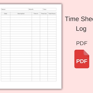 Time Sheet Log Printable. Time Keeping Log. Timesheet log. Time Spent Tracker. Employee Time Sheet log. PDD & MS WORD. A4 and Letter Sizes