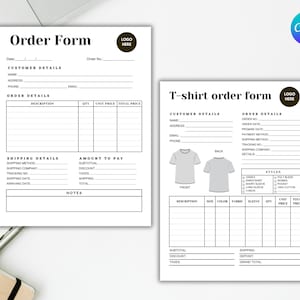 Editable Order Forms Bundle. Printable Small Business Form. Invoice ...