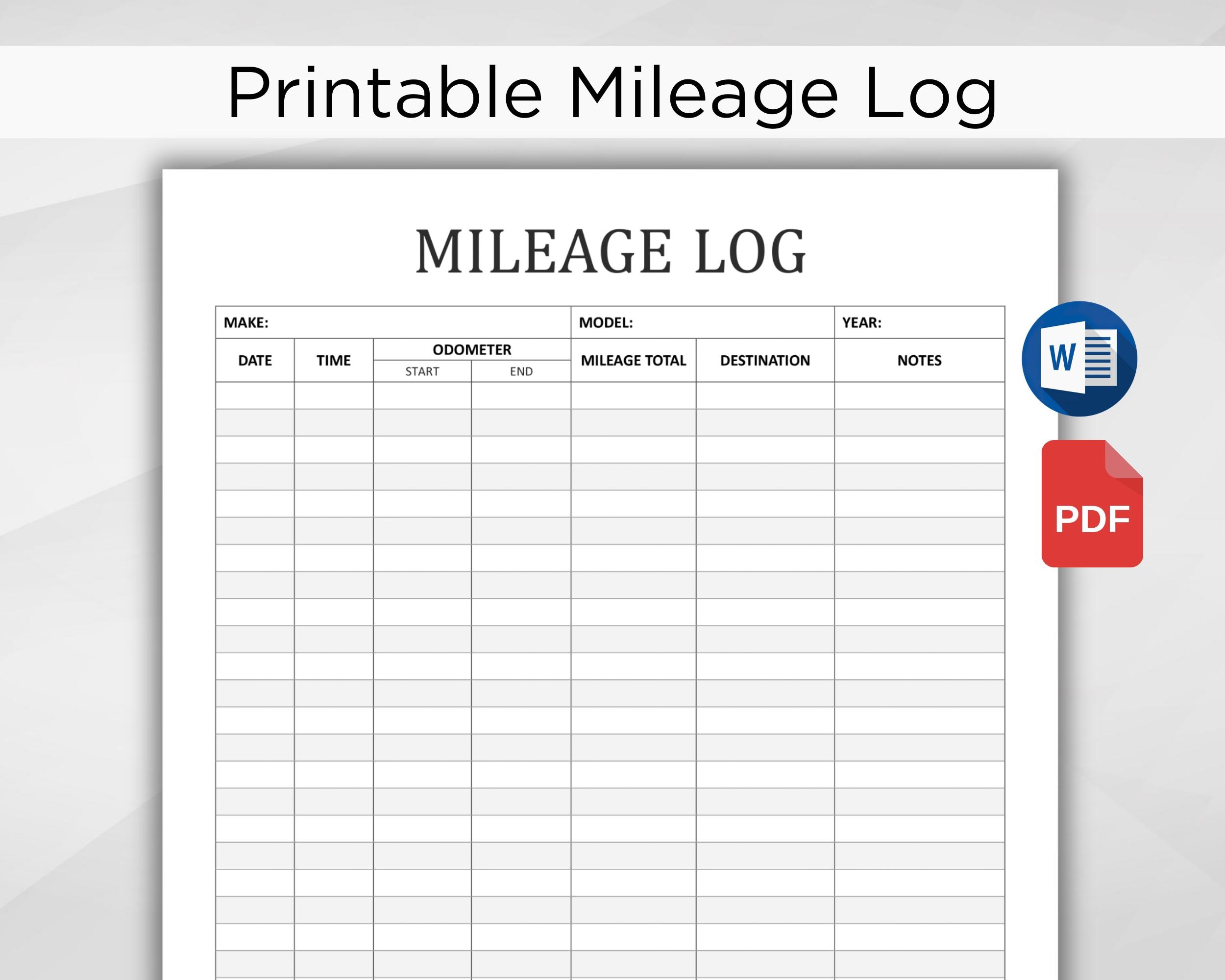 Mileage Tracker Printable Mileage Log Work Trip Miles Tracker Mileage Tracker Printable Mileage Log Work Trip Miles Tracker