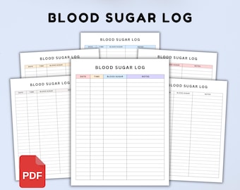 Blood Sugar Log Printable, Blood Glucose Reading Tracker, Diabetes Log, Daily Glucose Chart, Instant Download