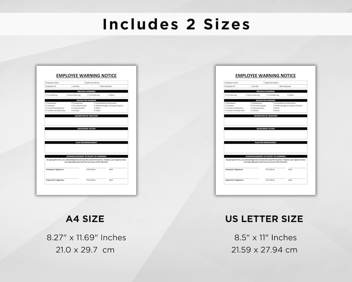 Specific Performance Notice Format Editable Employee Warning Notice Template. Employee Discipline Form ...
