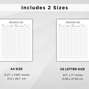 Mileage Tracker. Printable Mileage Log. Work Trip Miles Tracker ...