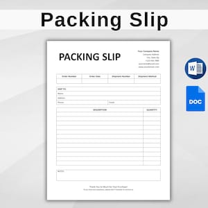 Editable Packing Slip Template. Customer Packing Slip. Printable Delivery Note. Packing Receipt. Google Docs & MS Word. Instant download