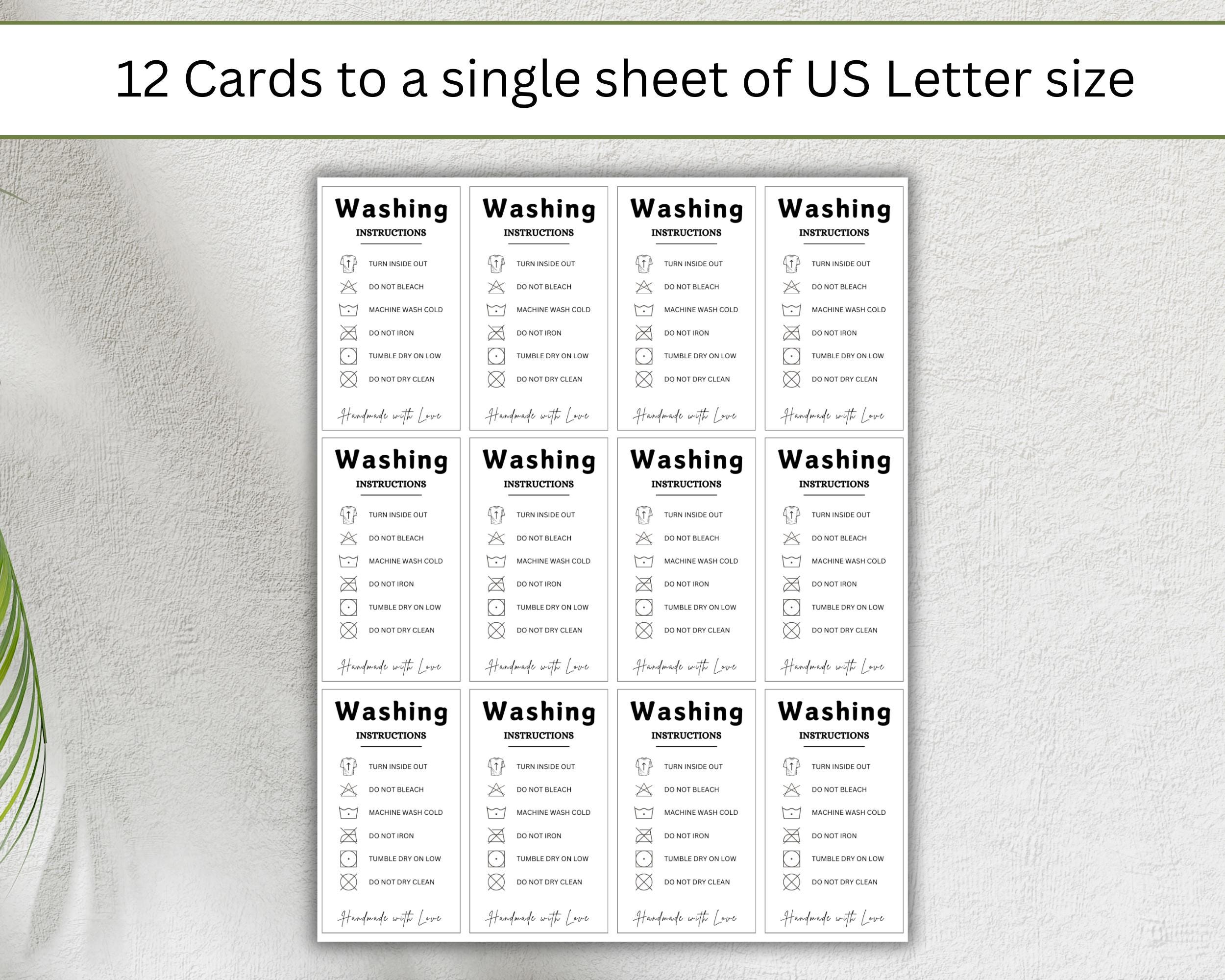 Printable Washing Instructions.pdf Printable Washing Instructions Card. Clothing Care Card. Shirt ...