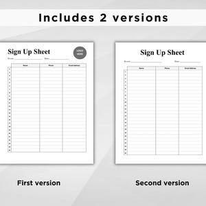 Paper Sign Ups Editable Sign up Sheet Word | Event Attendance Form | Volunteer ...