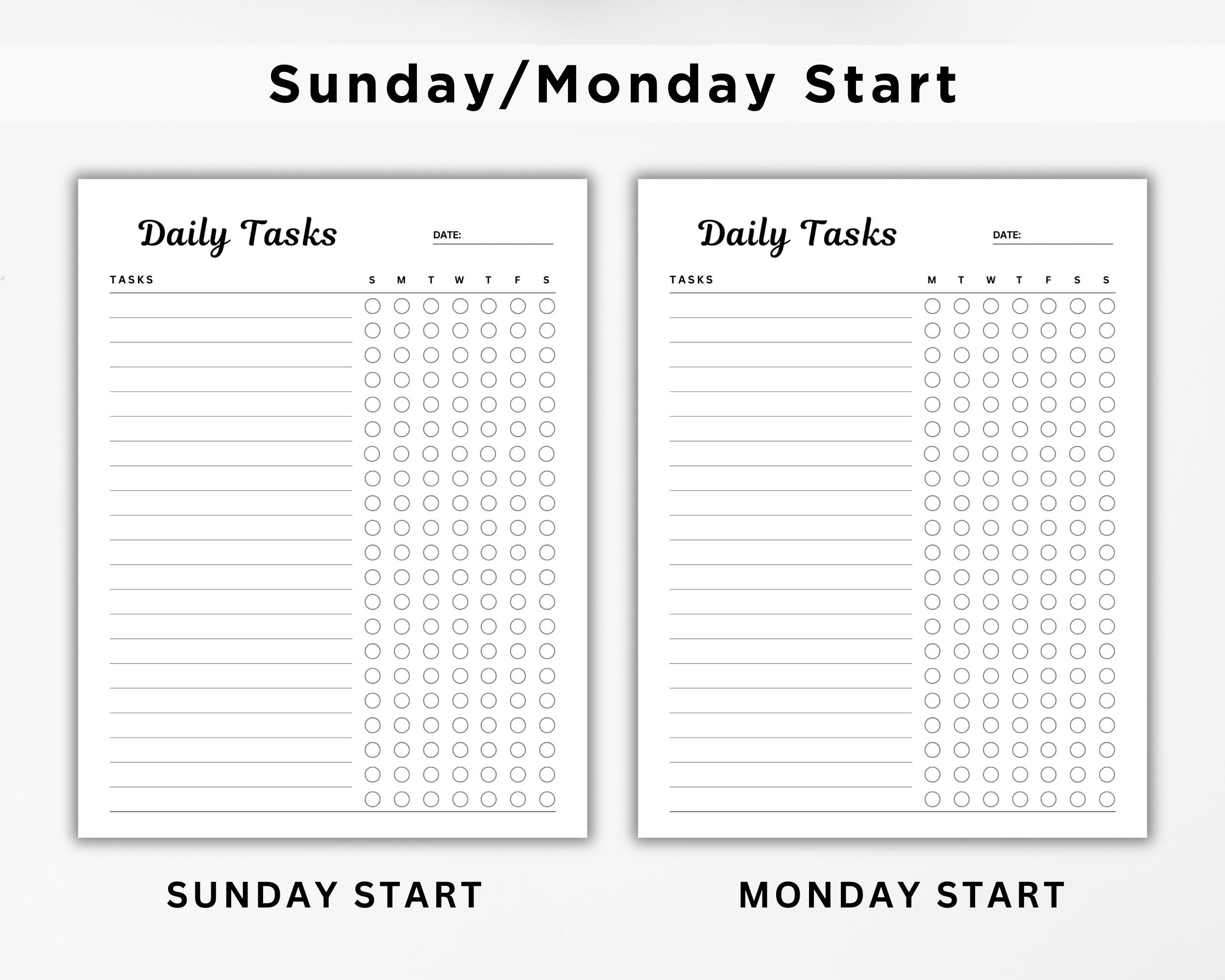 Printable Daily Checklist | Daily Task Checklist Template | Weekly to ...