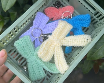 Bow Keychain | Bow Bag Charm  | Handmade Crochet Bow | Soft Crochet Bow | Unique Gift for Her | Coquette Girly Gifts | Purse Accessory |