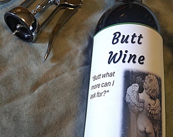 Funny Wine Label: Cheeky Humor Gift, 3.5"x5.5"