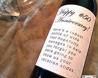Golden 50th Anniversary Wine Label, Funny Milestone Gift