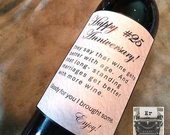 Funny 25th Anniversary Wine Label Gift