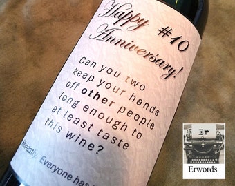 Funny 10th Anniversary Wine Label Gift