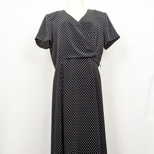 Vintage jaren 80 jurk zwart witte stippen bovenlijfje mist maat 12