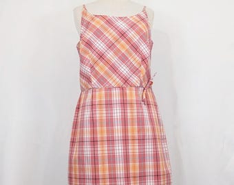 Vestito vintage anni '90 Y2K, estivo a quadri rosa, taglia 12, nuovo