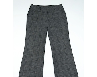 Y2K Pants Gray Black Plaid Low Rise Slight Flare Juniors 5 Vintage