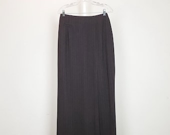 80s Maxi Skirt Brown Rayon Blend Straight Misses 8 Vintage