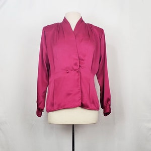 80s Blouse Magenta Pink Fitted Misses 10 Vintage New Deadstock image 1