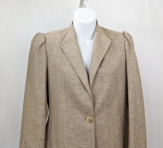 Vintage 80s Skirt Suit Tan Tweed Jacket Misses Si… - image 3