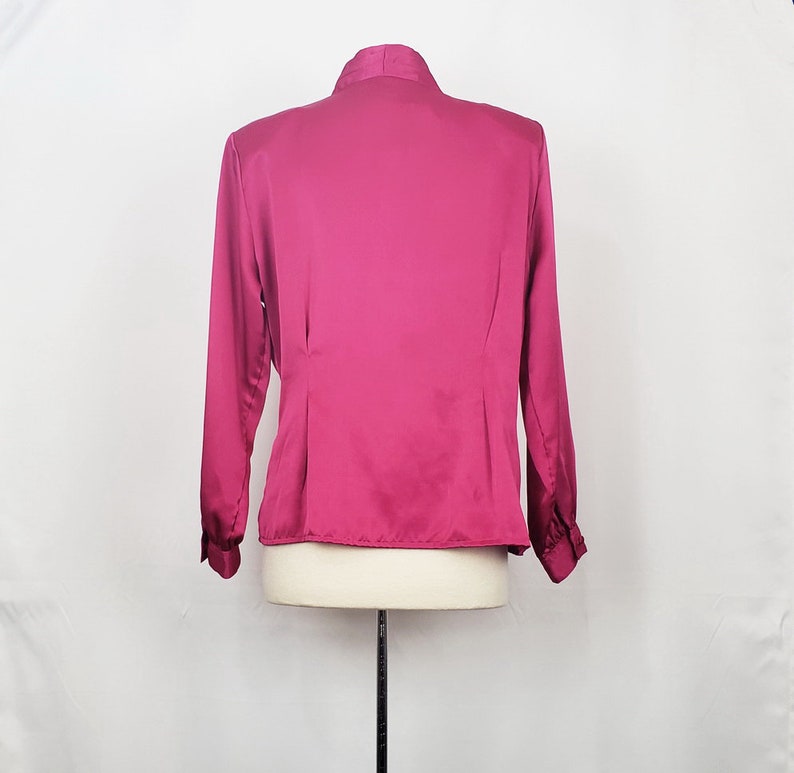 80s Blouse Magenta Pink Fitted Misses 10 Vintage New Deadstock image 5