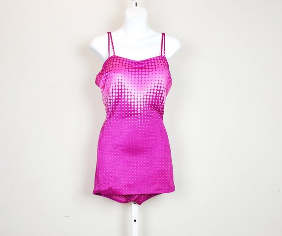 Vintage 60s Swimsuit De Weese Design Pink Polka Do