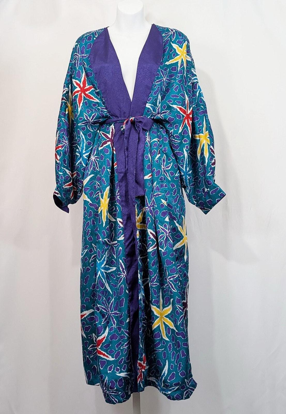 Vintage 90s Victoria's Secret Robe Teal Floral Print Misses Size S - Etsy