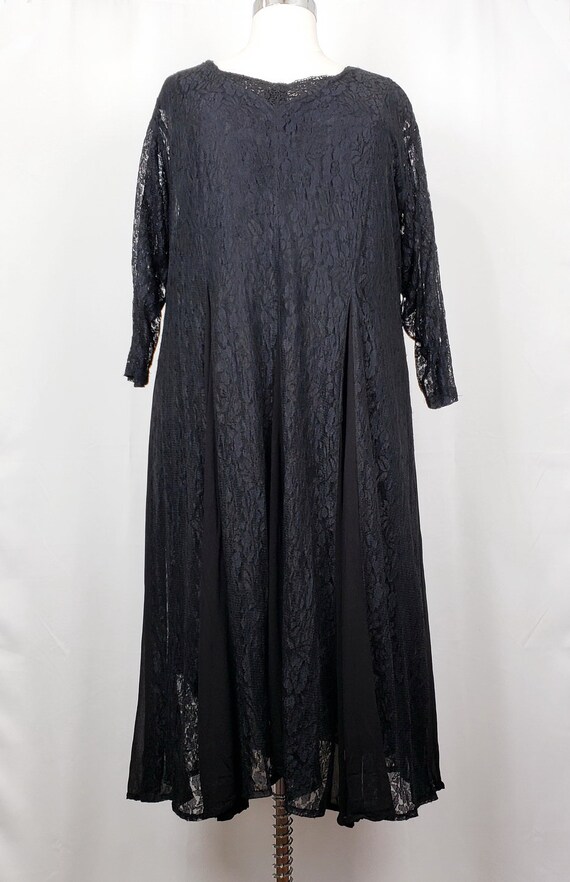 Vintage 90s Dress Black Lace Rayon Women's 2X Nost