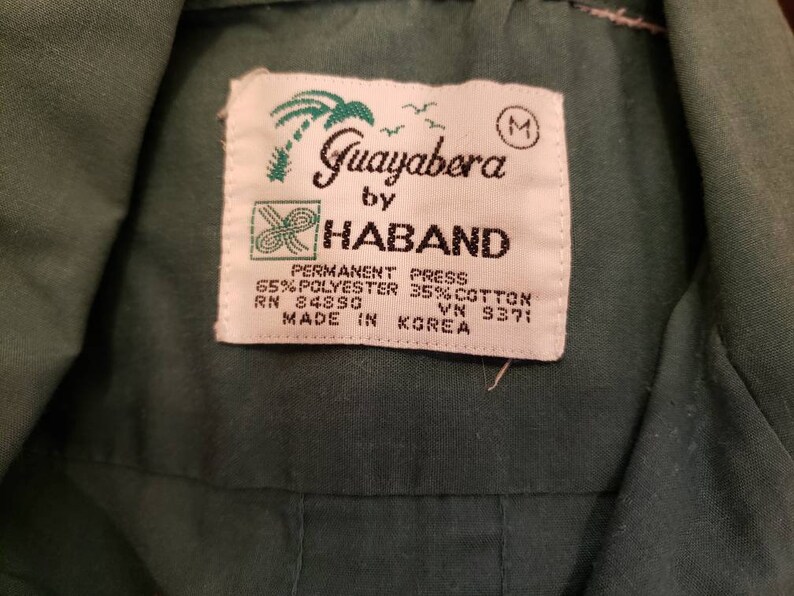 Vintage Shirt Guayabera Green Blue Embroidered Men/'s M 80s