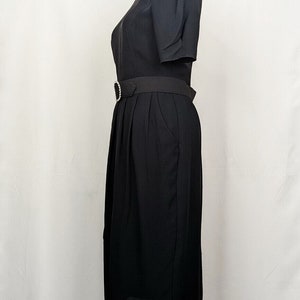 Vintage 80s Dress Black Cocktail Evening Belted 40s Style Misses 8 image 6