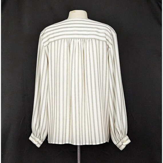 90s Tunic Blouse Cream Black Brown Sheer Stripe C… - image 4