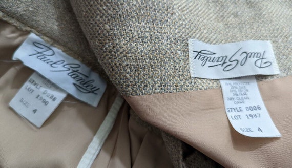 Vintage 80s Skirt Suit Tan Tweed Jacket Misses Si… - image 8