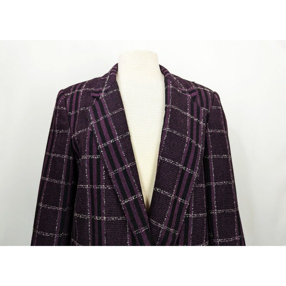 80s Jacket Purple Black White Plaid Academia Miss… - image 2