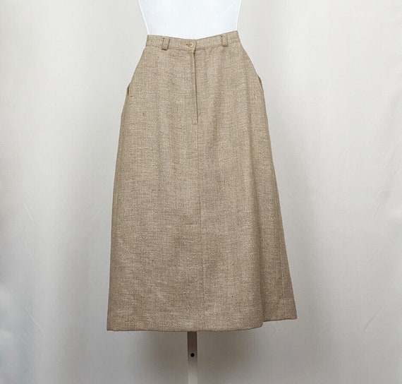 Vintage 80s Skirt Suit Tan Tweed Jacket Misses Si… - image 7